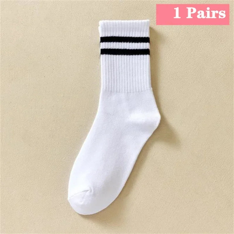 Men Cotton White Sports Socks Breathable Long Tube Socks Multi Pairs Big Size
