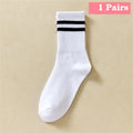 Men Cotton White Sports Socks Breathable Long Tube Socks Multi Pairs Big Size
