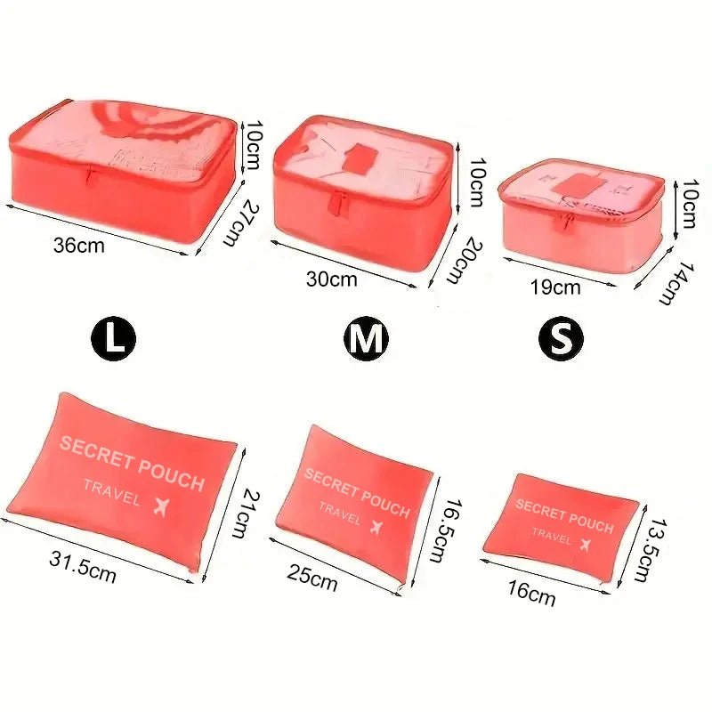 6pcs Travel Storage Bags Waterproof Packing Cubes Set Luggage Organizer Clothes Bags