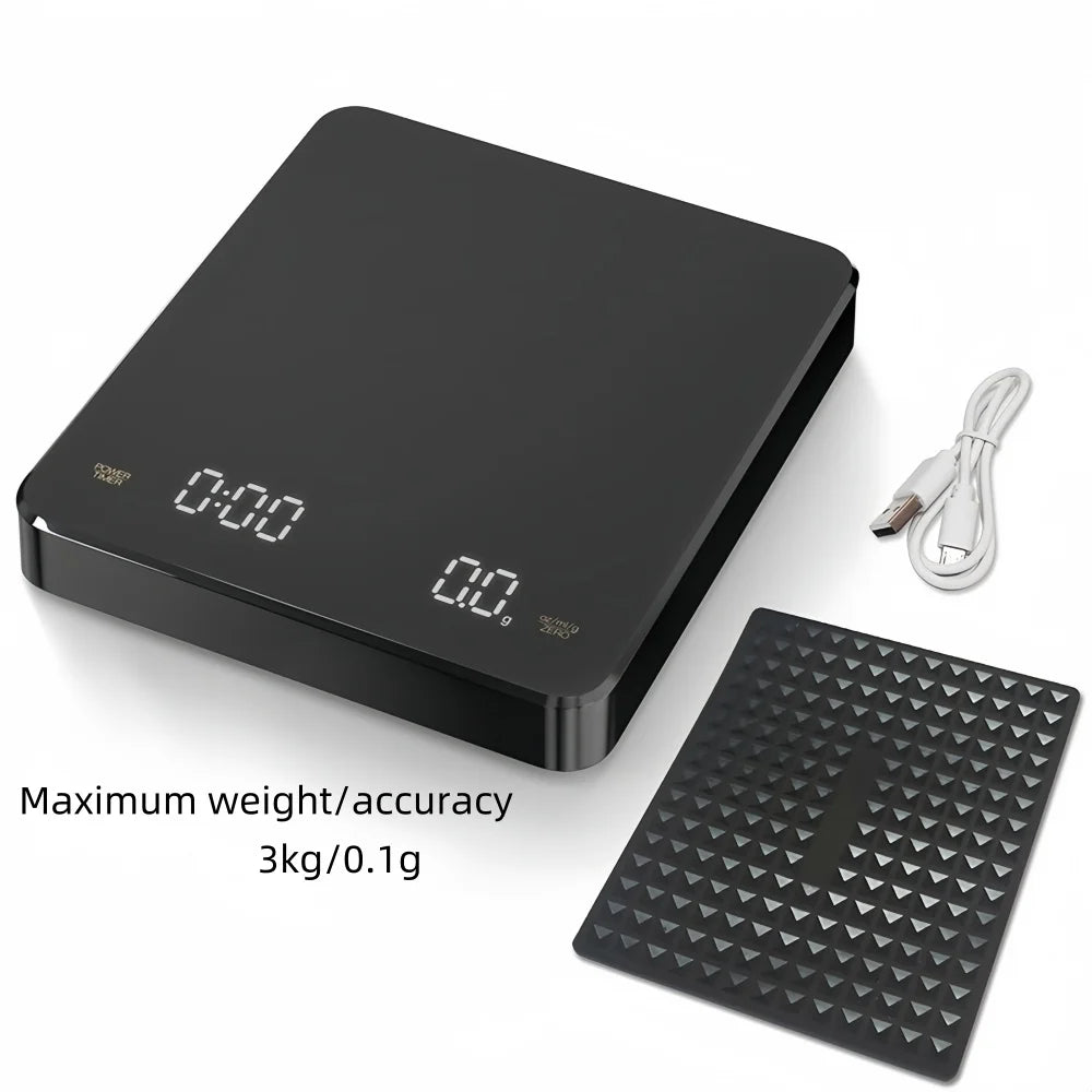 High Precision Coffee Scale USB Timer LED Waterproof Pad 3kg 5kg