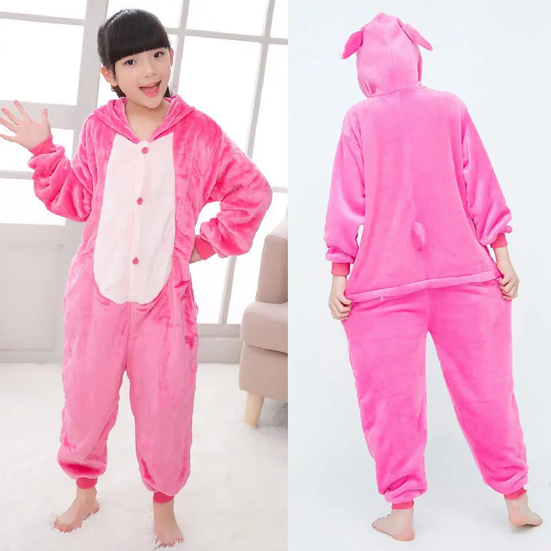 Kids Unicorn Animal Flannel Hooded Onesie Pajamas Warm Sleepwear Costume
