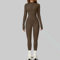 Women Winter Sports Jumpsuit Fleece Warm Fitness Bodysuit Long Sleeve Gym Outfit