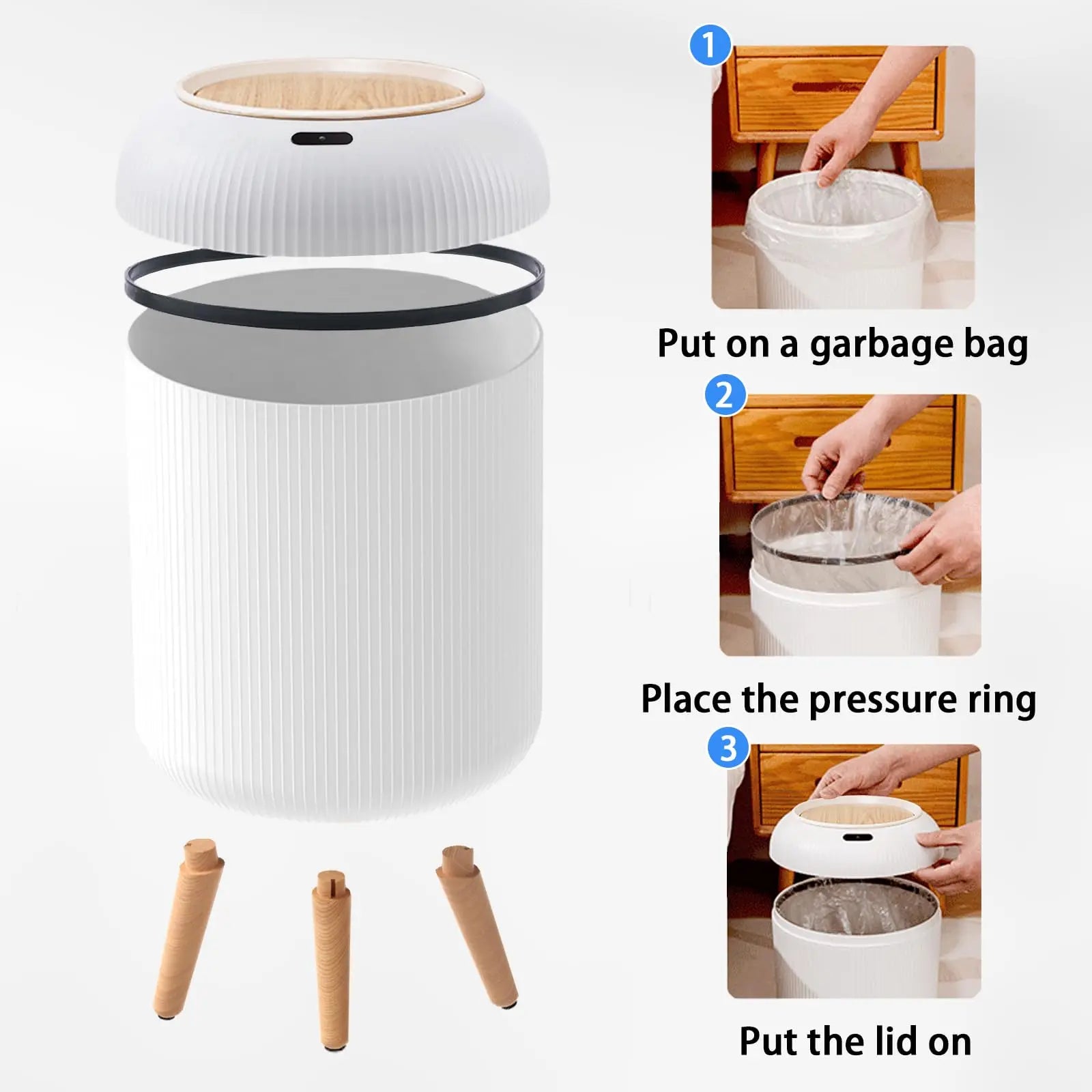 Automatic Sensor Trash Can with Lid Smart Motion Bathroom Kitchen Bin