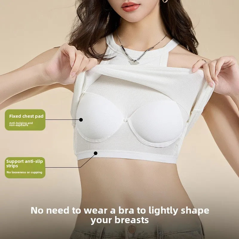 Women’s Halter Camisole Top with Built In Bra Slim Fit Breathable Tank