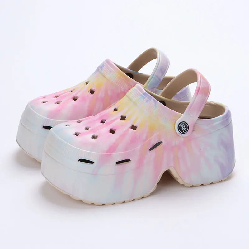 Women’s Leopard Platform Clogs Closed Toe Thick Sole Wedge Sandals