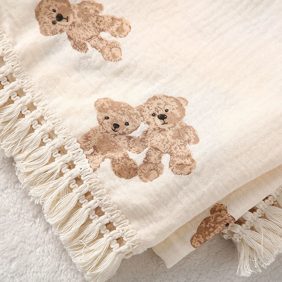Bear Muslin Baby Swaddle Blanket Cotton Newborn Blanket