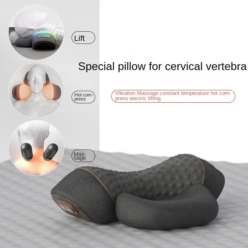 Electric Neck Massager Pillow Cervical Traction Device Heat Therapy Vibration Neck Pain Relief Shoulder Relaxer
