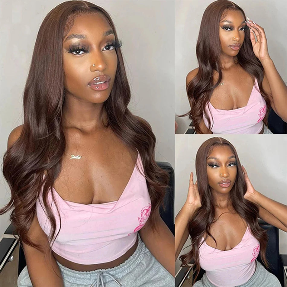 Chocolate Brown Wig – Body Wave HD Lace Front Human Hair Wig