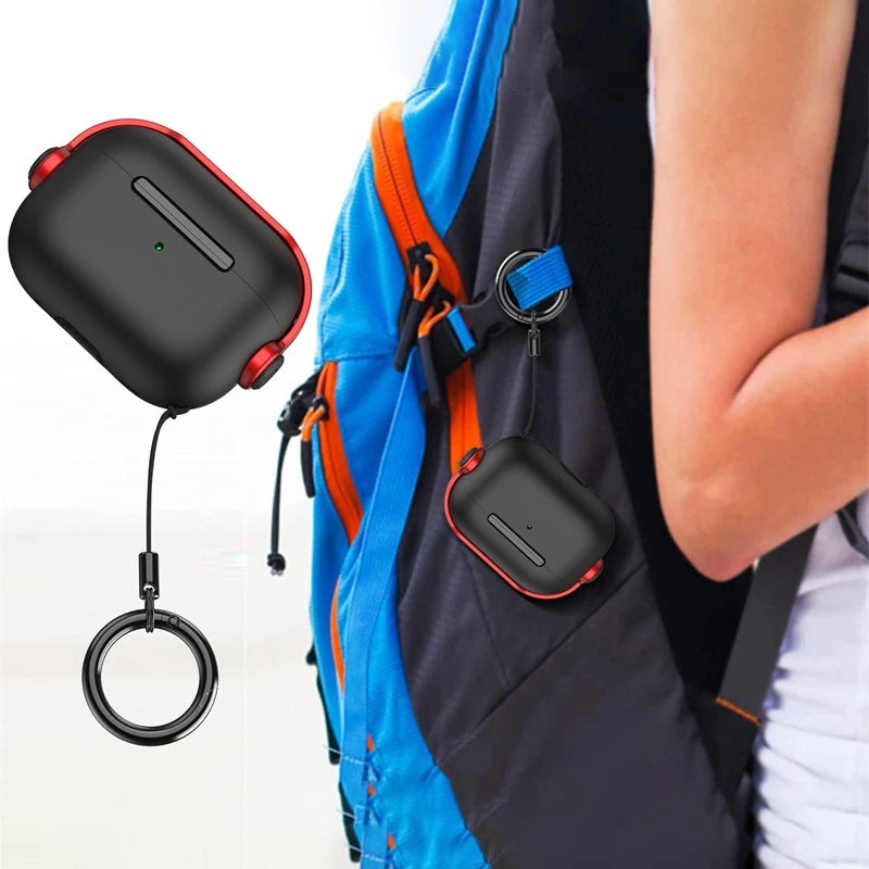 AirPods 1/2/3/4/Pro/Pro 2 Case Shockproof Protective Cover with Lock & Keychain Holder