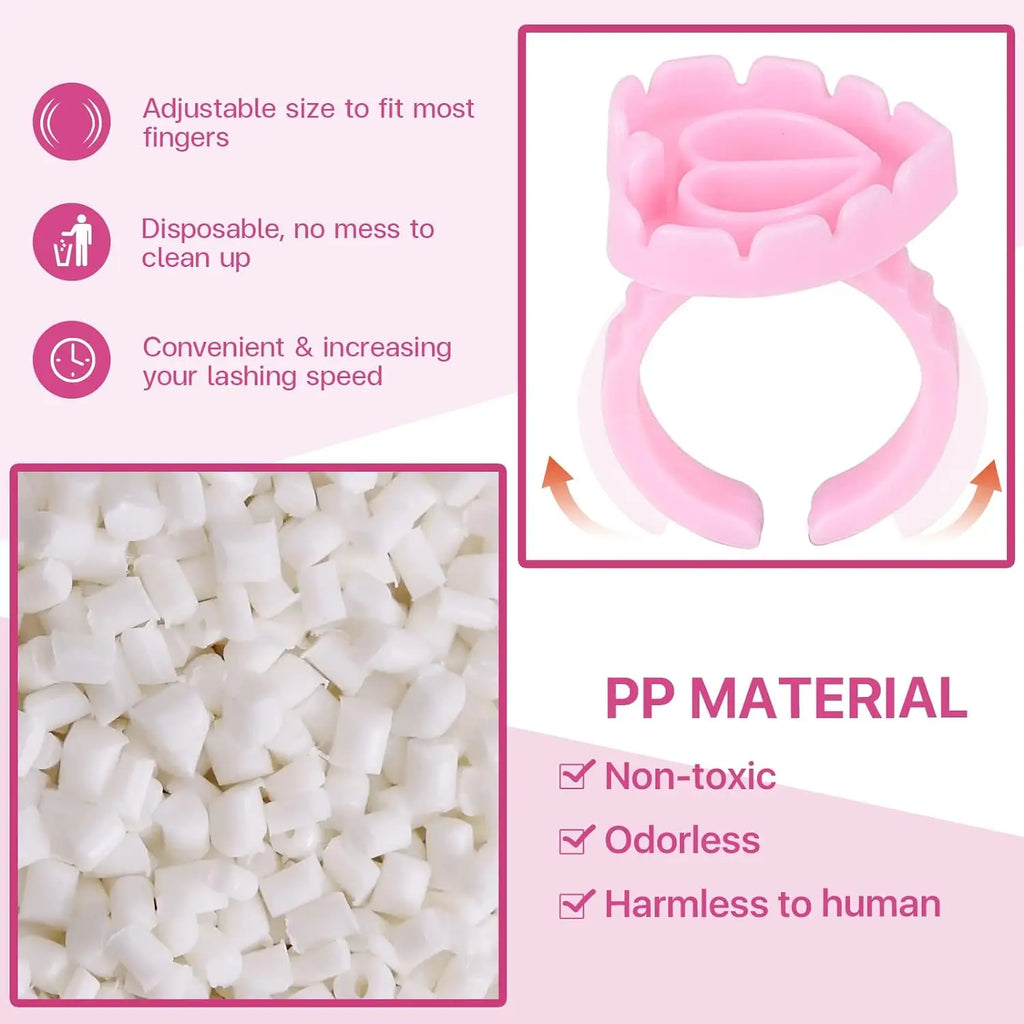 Disposable Glue Ring Cup – Eyelash Extension Adhesive Holder Finger Ring for Lash Artists