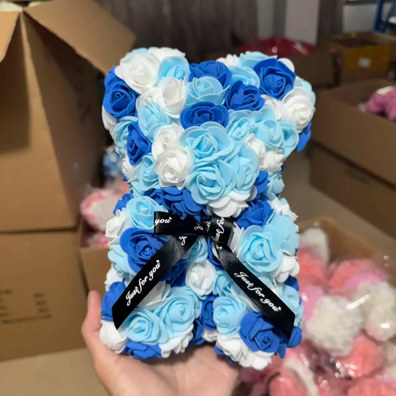 Rose Flower Teddy Bear Gift with Box for Women