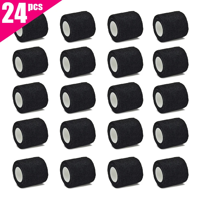 Self Adhesive Sports Bandage Black Elastic Gauze Tape Finger Wrist Support Wrap