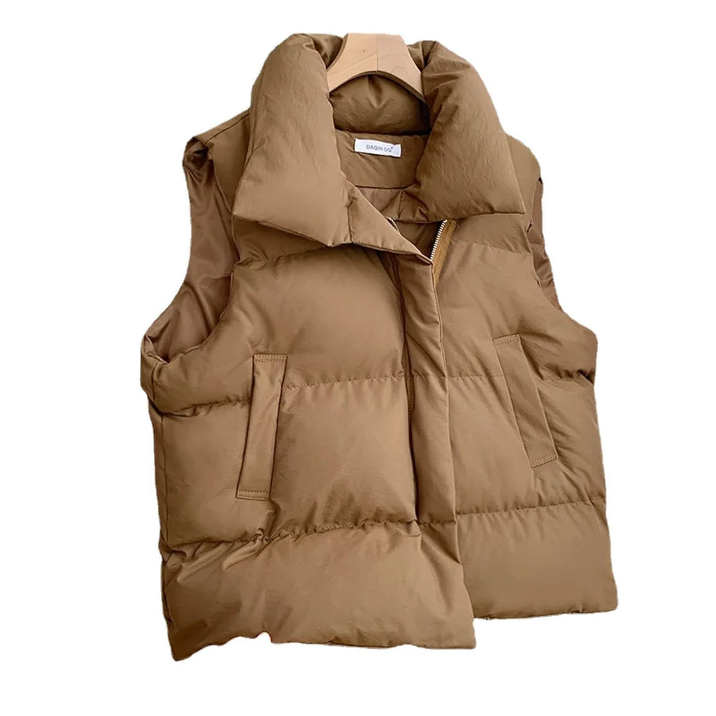 Women Stand Collar Down Vest Winter Jacket