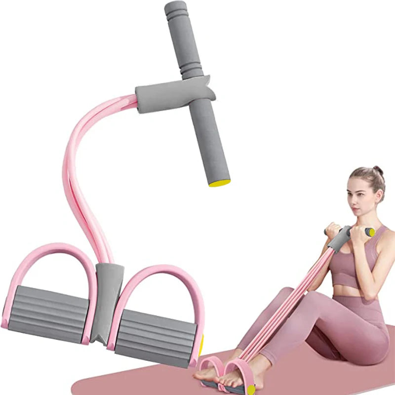 Resistance Band Pedal Puller 4 Tube Fitness Rope for Abs Waist Arm Training