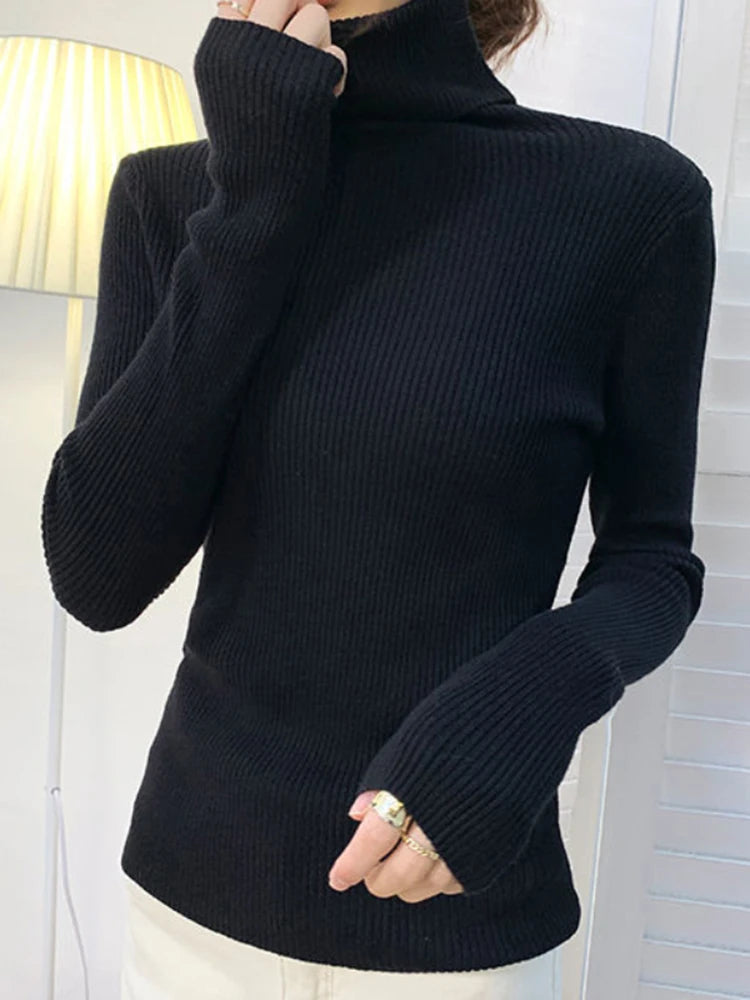 Women’s Soft Knit Turtleneck Sweater Autumn Winter Pullover Jumper