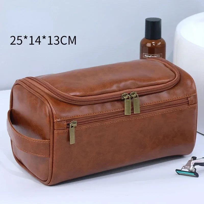 Leather Hanging Toiletry Bag Travel Dopp Kit Cosmetic Organizer