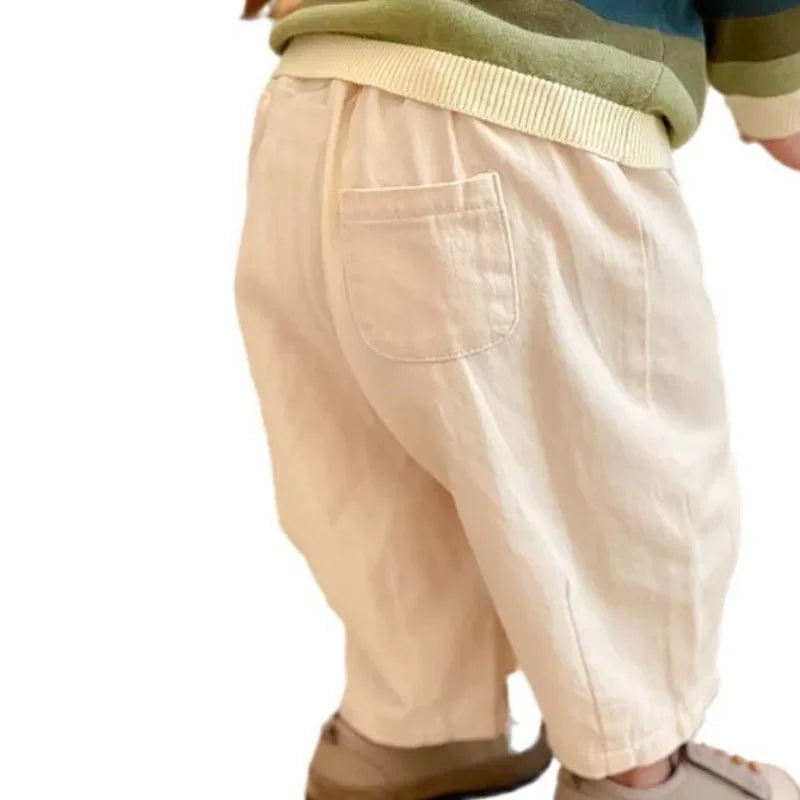 Kids Casual Pocket Pants Loose Ankle Trousers for Boys Girls