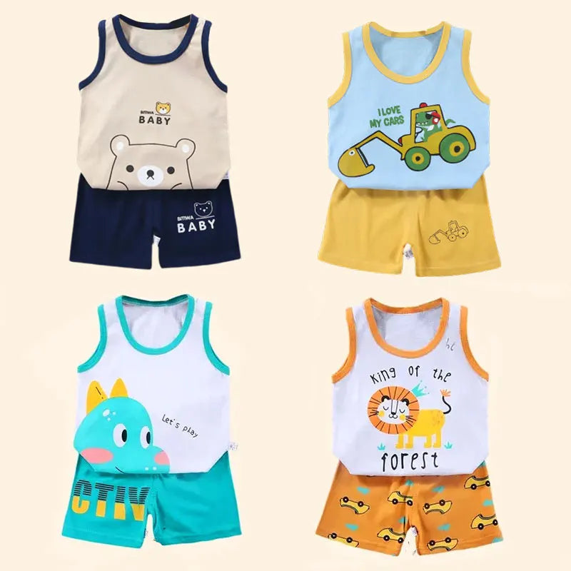 Kids Summer Sleeveless T Shirt and Shorts Set 2pcs