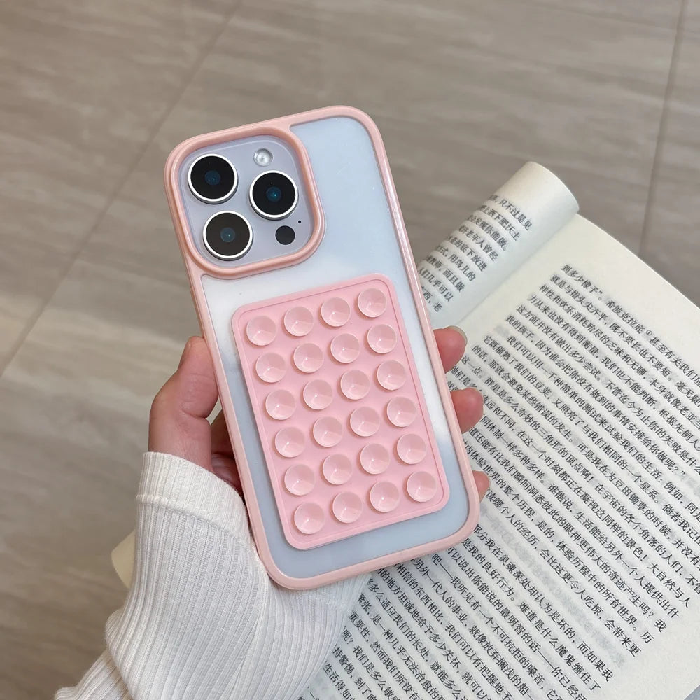 3D Suction Cup Airbag Clear Candy Shockproof Bumper iPhone Case