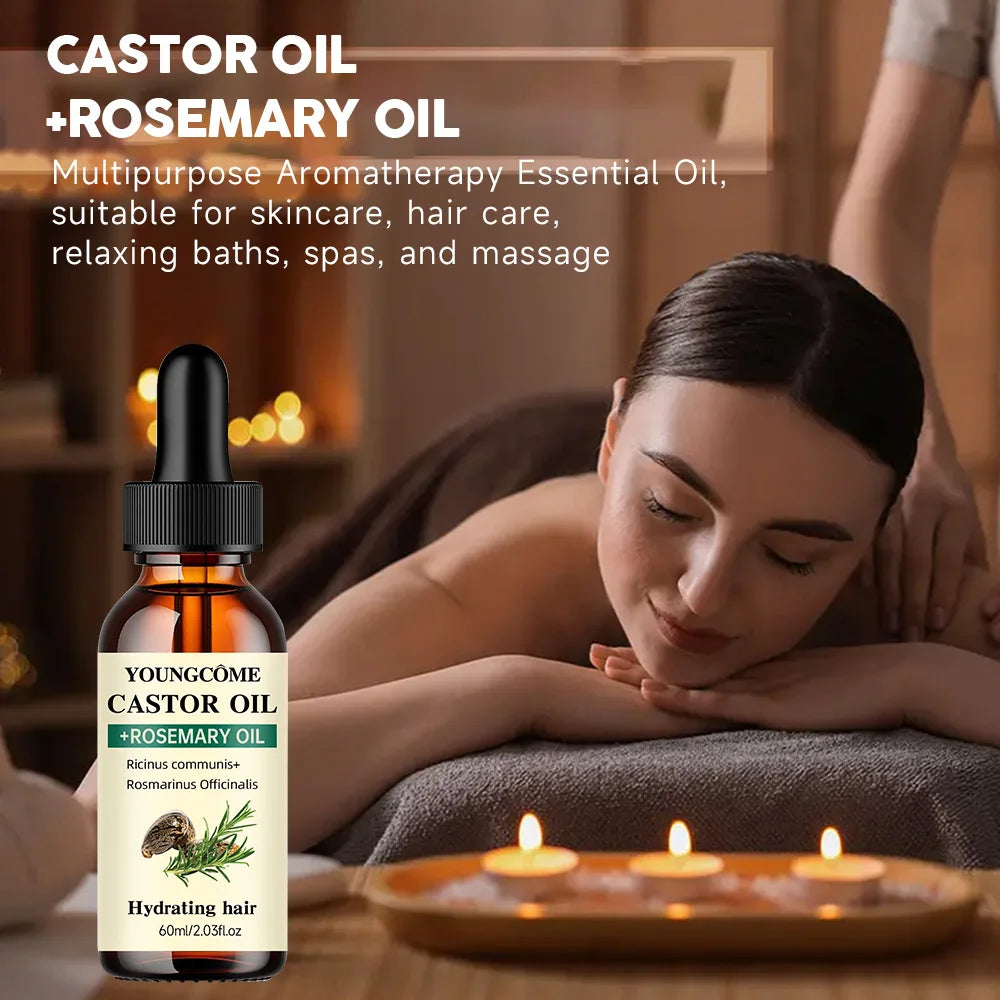 Castor & Rosemary Hair Oil for Growth Thickness Shine Anti Hair Loss Care