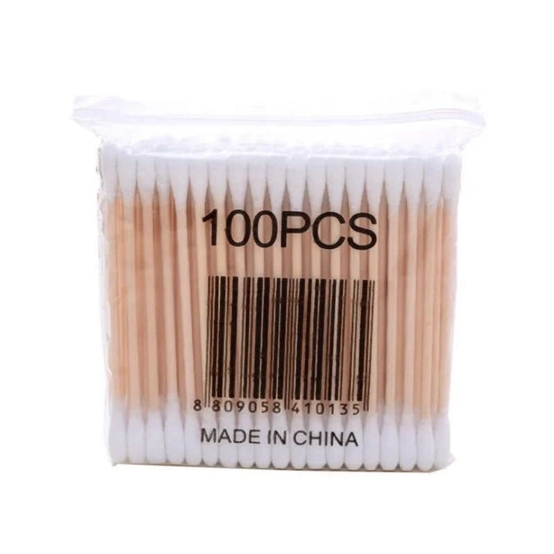 Cotton Swab Storage Box with Bamboo Lid