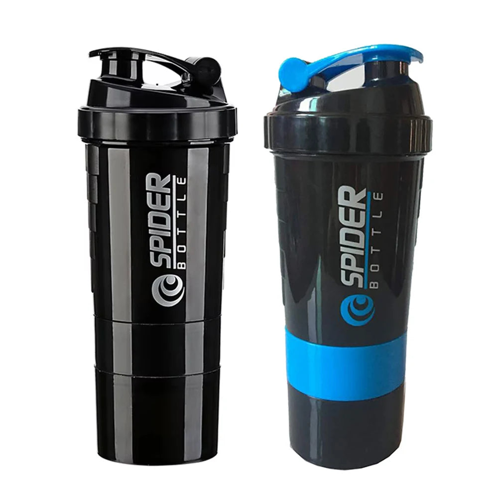 3 Layer Protein Shaker Bottle 600ml – Leakproof Gym Shaker Cup with Storage Compartments for Powder & Pills
