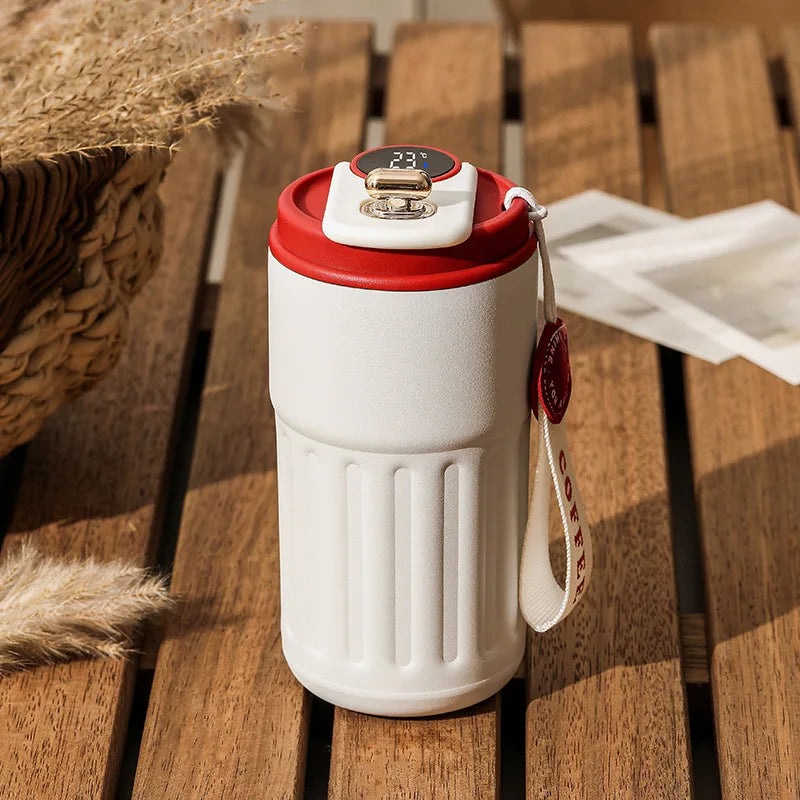 Smart Temperature Display Water Bottle 450ml – Stainless Steel Insulated Coffee Cup with LED Touch Screen