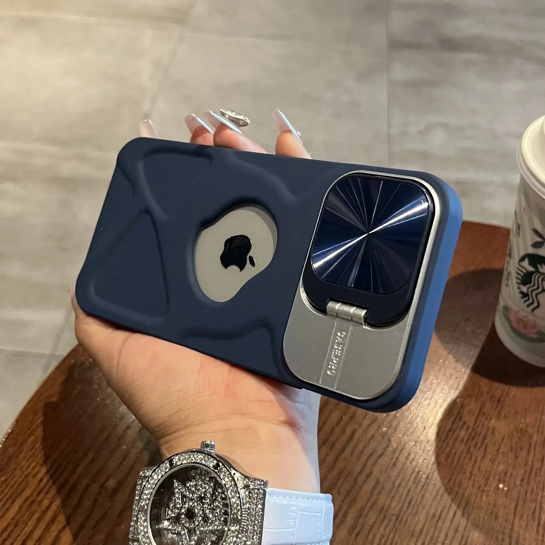 Magnetic Logo Flip Stand Lens Protection iPhone Case