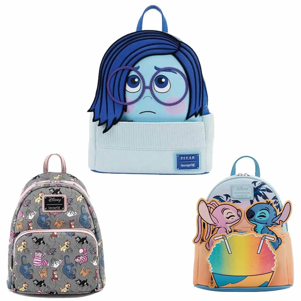 Disney Inside Out Sadness Cartoon Mini PU Leather Backpack Cute Girl Storage Bag