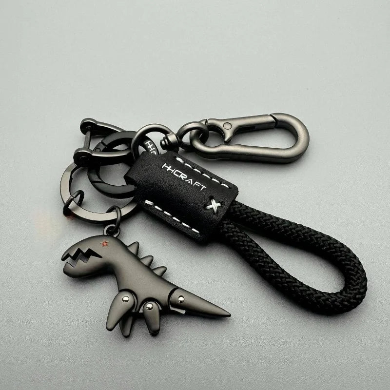 Leather Woven Keychain Metal Car Motorcycle Keyring Handbag Pendant Gift
