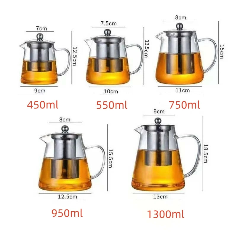 Glass Teapot with Infuser Heat Resistant Borosilicate Clear Tea Kettle