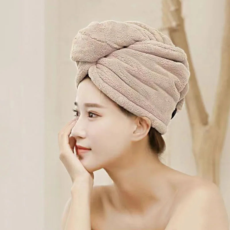 Women Microfiber Hair Towel Turban Quick Dry Bath Cap Shower Hair Wrap Soft Drying Hat