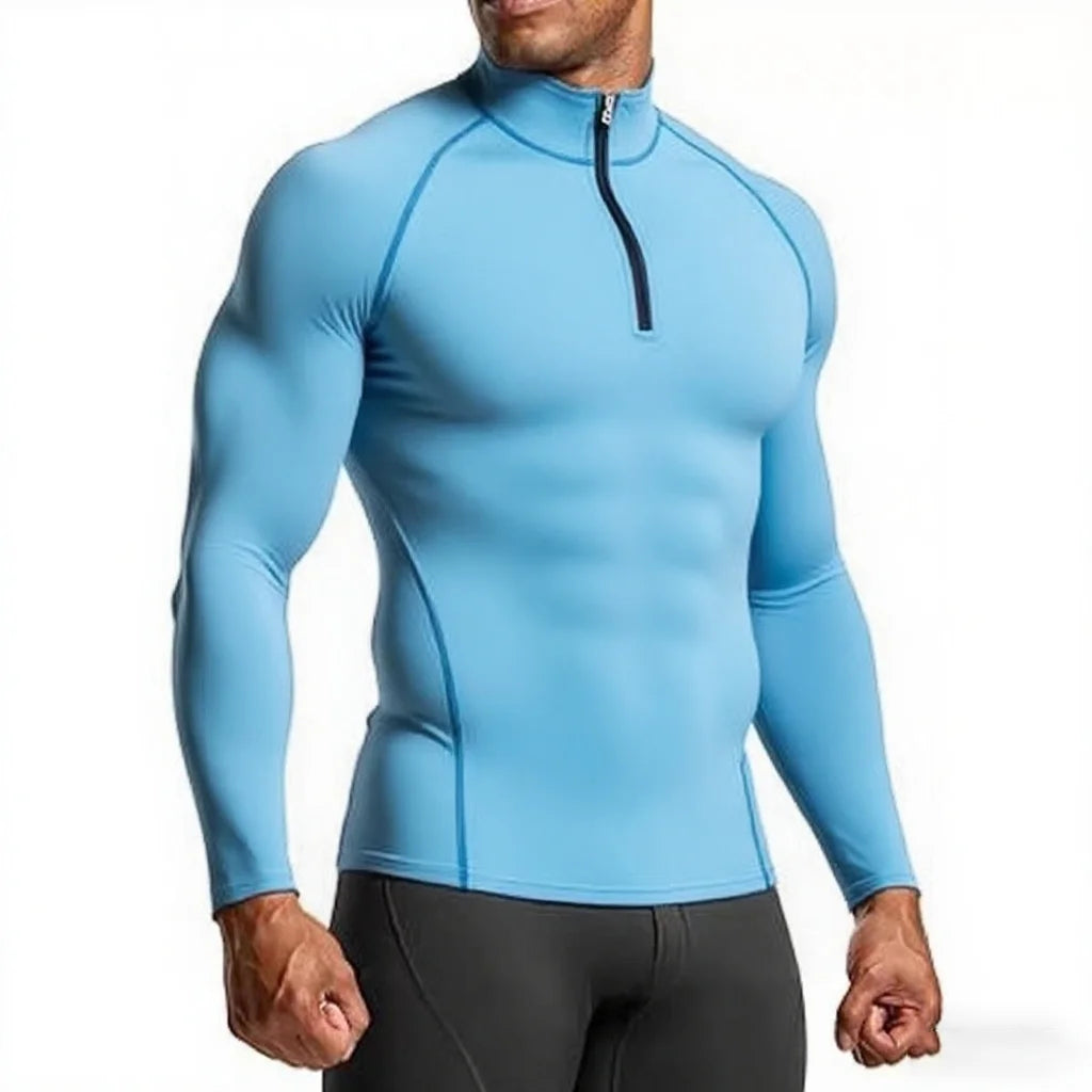 Men Compression Long Sleeve Gym T Shirt Slim Fit Running Fitness Sports Top