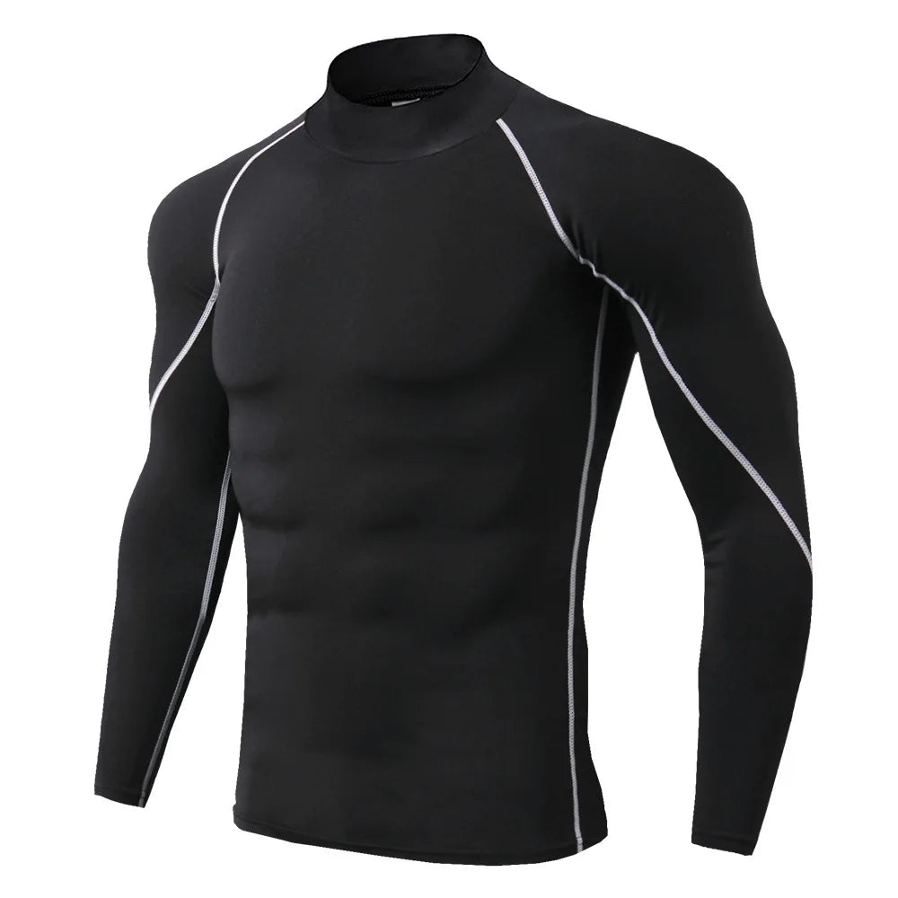 Men Compression Long Sleeve Quick Dry Gym Running Fitness Rash Guard Shirt