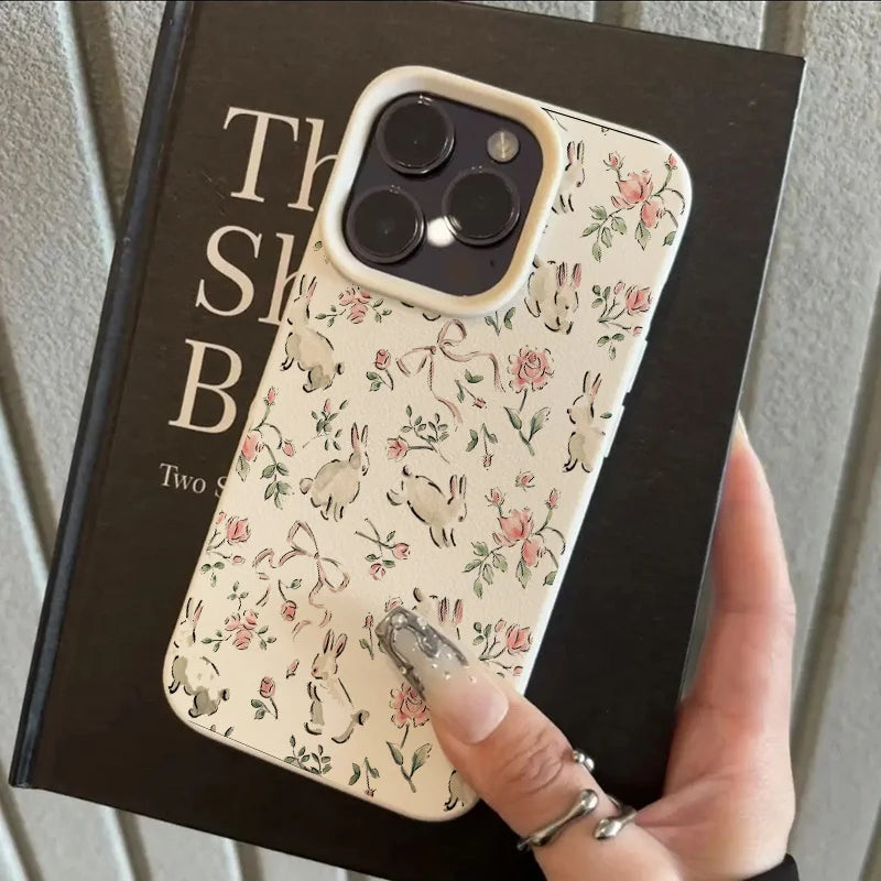 Butterfly Bunny Pink Floral Print iPhone Case