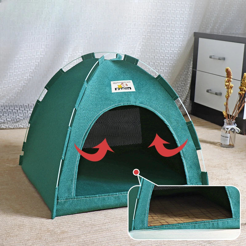 Foldable Cat House Pet Tent Four Seasons Portable Breathable Dog Cat Nest Bed