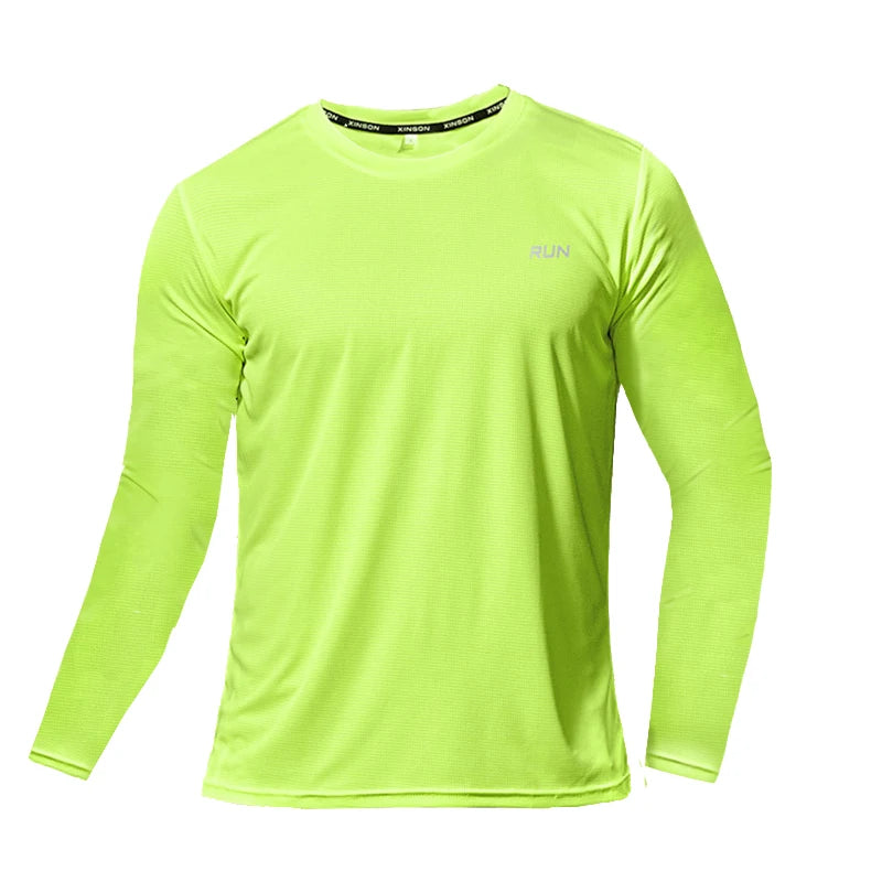 Men Ice Silk Long Sleeve Shirt Quick Dry Breathable Sun Protection Running Outdoor Sports Tee