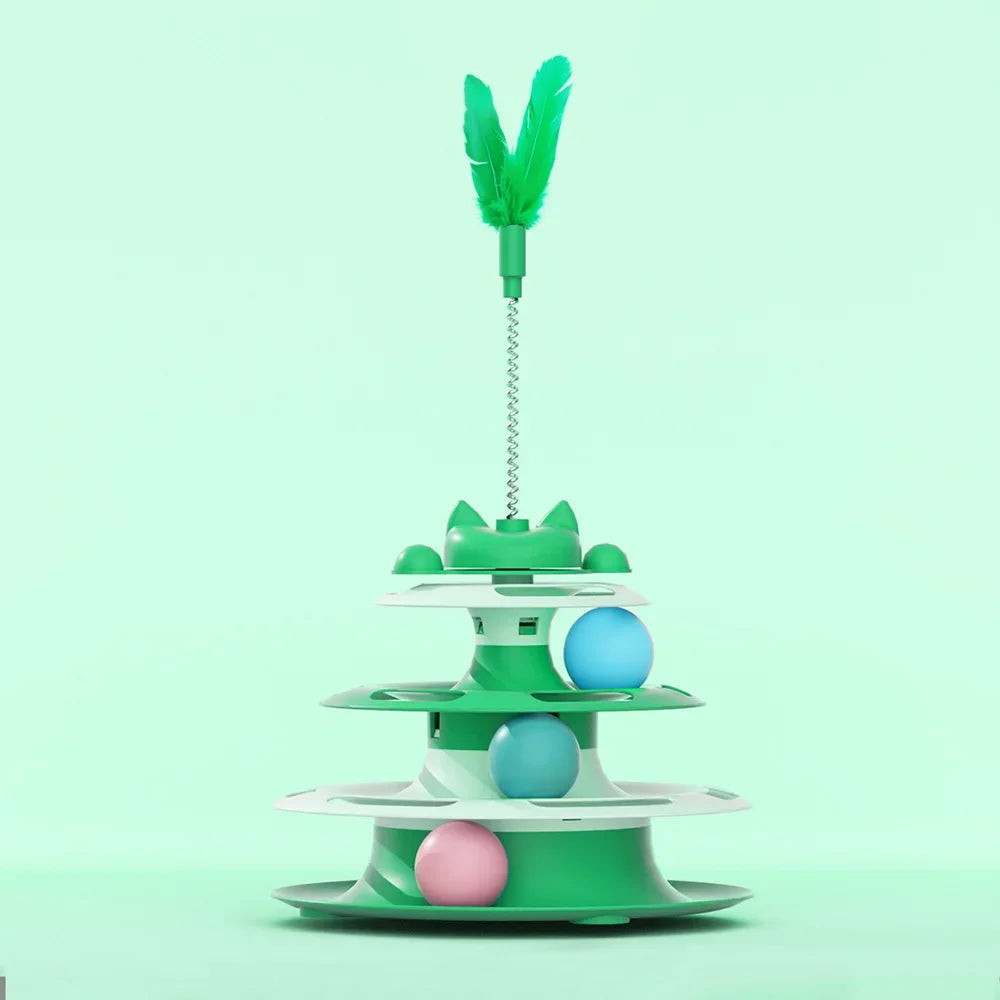 Interactive Cat Turntable Toy with Ball and Stick for Boredom Relief