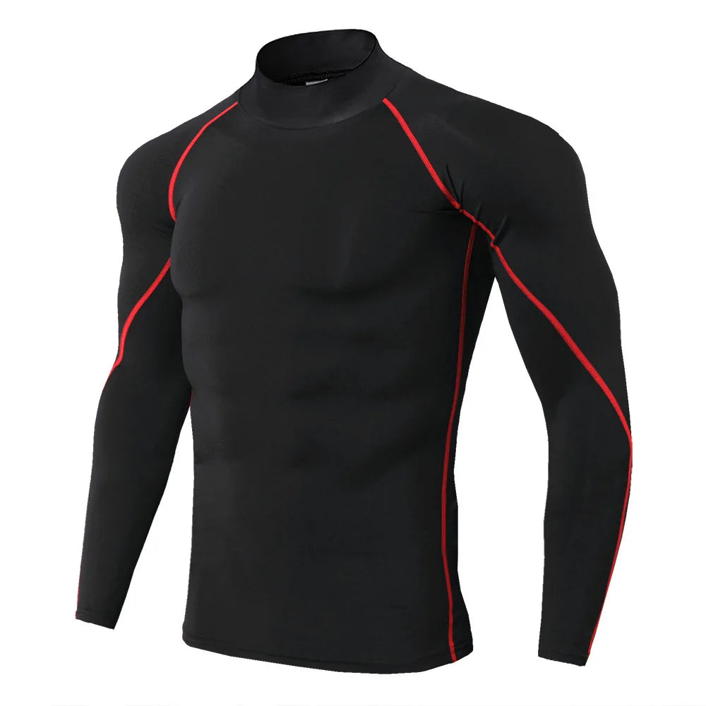 Men Compression Long Sleeve Quick Dry Gym Running Fitness Rash Guard Shirt