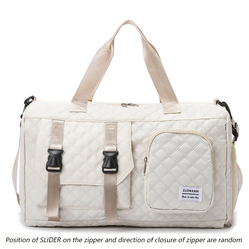 Quilted Travel Duffel Bag Women Large Capacity Gym Bag Waterproof Weekend Overnight Tote