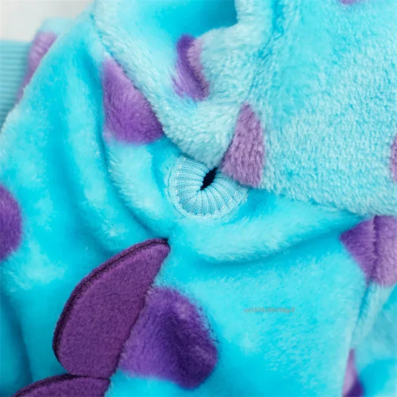 Blue Dinosaur Dog Hoodie Warm Pet Coat