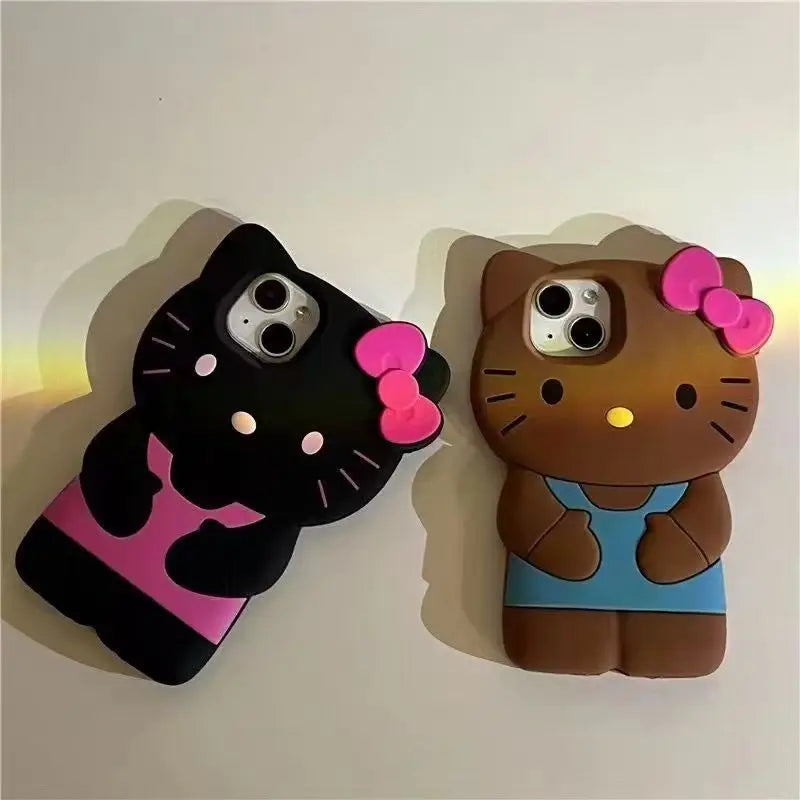 Bowknot Kitty Cat 3D Silicone Soft iPhone Case