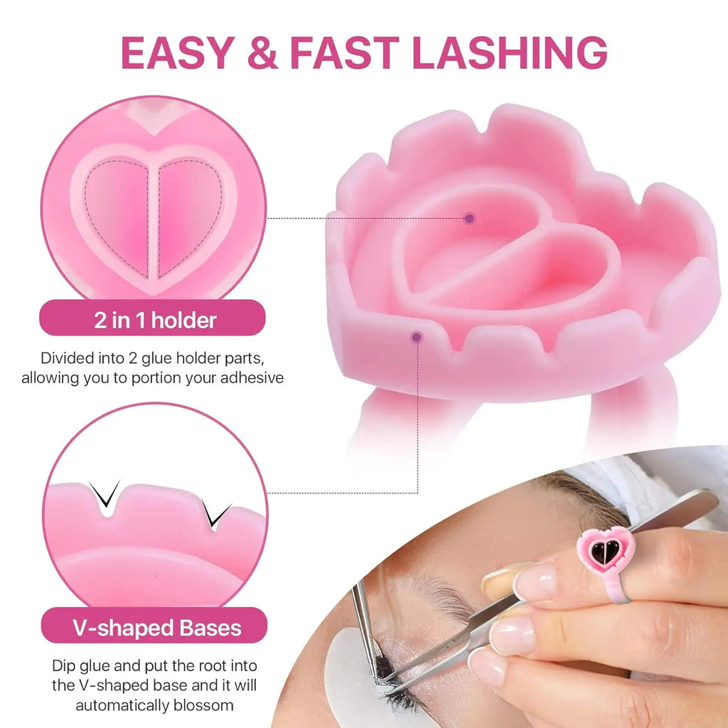 Disposable Glue Ring Cup – Eyelash Extension Adhesive Holder Finger Ring for Lash Artists