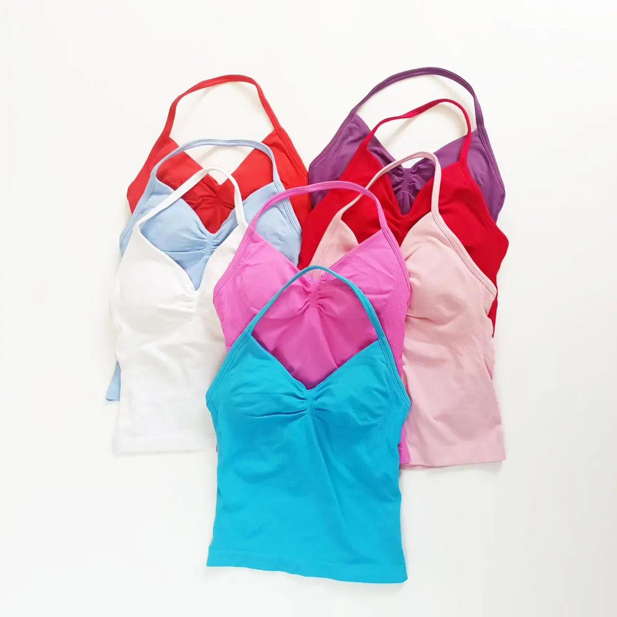 Women Yoga Tank Top Strappy Fitness Top Seamless Gym Workout Aesthetic Outfit