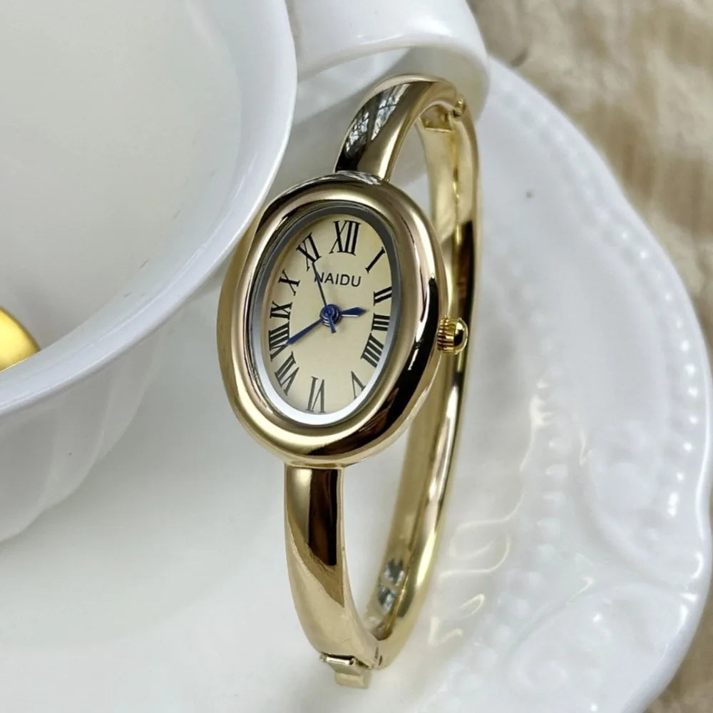Ladies Gold Bracelet Watch Stainless Steel Small Dial Wristwatch