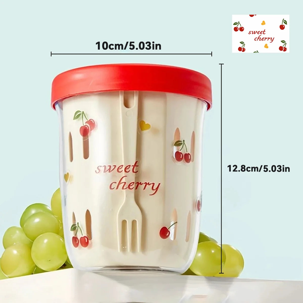 Double Wall Salad Cup Portable Leak Proof Oat Fruit Container with Fork Handle