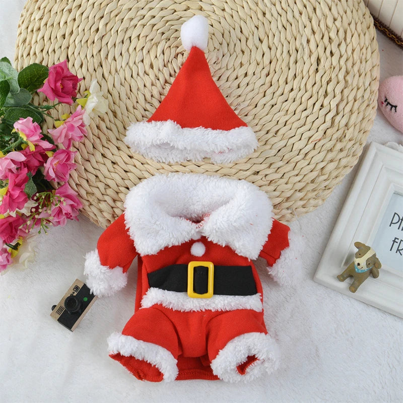 Small Dog Christmas Santa Costume Cute Pet Jumpsuit for Cats and Yorkies