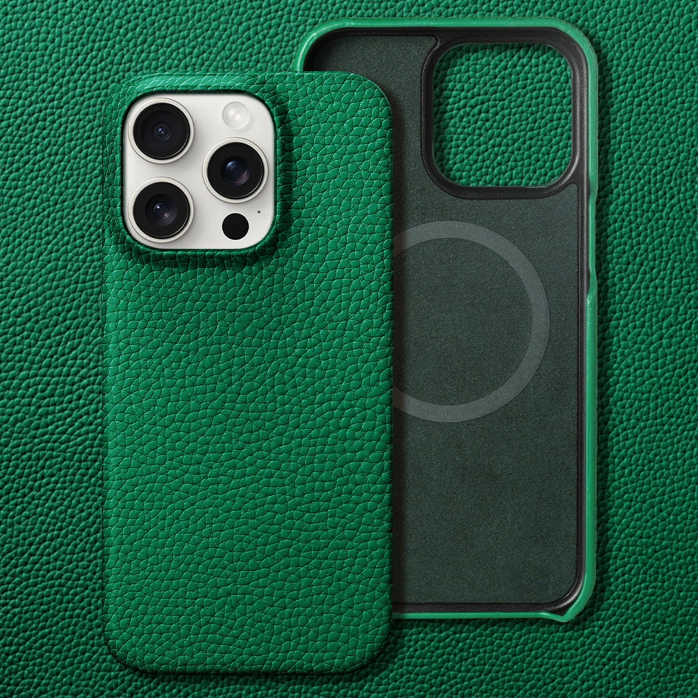 Natural Cowhide Leather MagSafe Magnetic iPhone Case