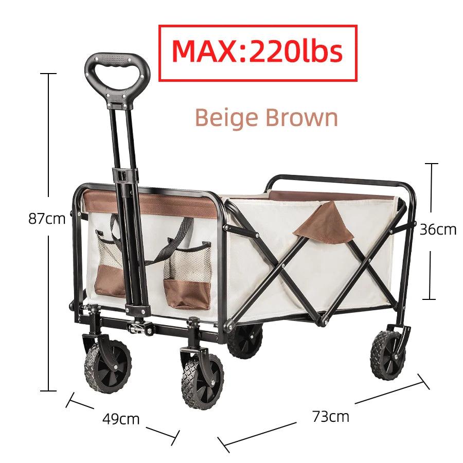 Folding Beach Wagon Large Capacity Heavy Duty Collapsible Camping Cart