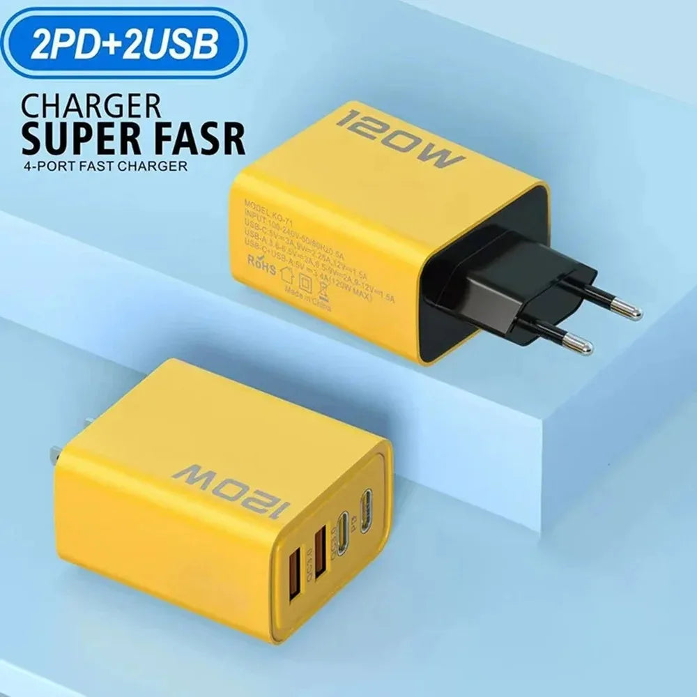 4 Ports USB C PD Quick Charge Fast Charging Adapter USB Charger